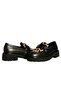 Black Leopard Leather Buckle Women's Loafer - 4