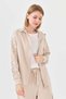 Women's Knitwear Stone Printed Hooded Summer Cardigan Beige - 7