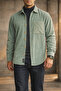 Men's Corduroy Shirt Aqua Green Relaxed Fit Long Sleeve Single Pocket