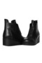 Black Leather Women's Wedge Heel Boots - 3