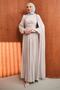 Gray Waist Gathered Stone Evening Dress - 3