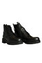 Black Leather Women's Zippered Casual Boots - 2