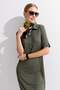Women's Shirt Collar Combed Cotton Dress Khaki - 8