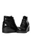 Black Patent Leather Women's Wedge Heel Boots - 3