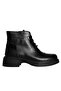 Black Leather Women's Zippered Boots - 3