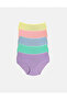 100% Cotton Fabric, Large Size High Waist Heart Patterned Ribbed Jacquard Women's Panties - 7