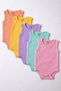 5-Piece 100% Cotton Cotton Piece Strappy Ribbed Knit Baby Girl Undershirt Bodysuit Set