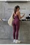 Women's Seamless Sports Jumpsuit with Push up Straps - Cross Back Detail Sports Yoga Pilates Leggings – Cherry 1850 - 5