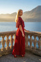 Luna Sequined V-Neck Pleated Long Evening Dress - 3