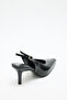 Heels 2616 - Minimal Asymmetric Blunt Toe Black Women's Heels - 3