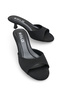 Calivette Black Nubuck Women's Stylish New Season Flat Comfortable Pointed Toe Thin Short Kitten Heeled Slippers