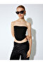 Slim Fit Asymmetrical Strapless Crop Top - 3