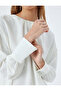 Long Sleeve Blouse with Cuffs, Round Draped Collar, Crepe Fabric - 5