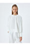 Long Sleeve Blouse with Cuffs, Round Draped Collar, Crepe Fabric - 3