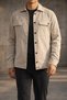 Men's Stone Color Hooded Double Pocket Snap Fastener Sports Jacket Comfortable Fit