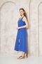 Women's Oversized Muslin Leather N V-Neck Strap Sleeveless Slit Long Casual Dress Indigo Blue 3419385 - 4