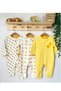 100% Cotton 9-12-18 Months Yellow Organic Chick 3-Piece Cuffed Jumpsuit Without Booties (Baby Girl, Baby Boy) - 2