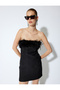 Feathered Strapless Mini Dress Fits the Body - 2