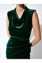 Velvet Dress Mini Degaje Collar Sleeveless Draped Slim Fit - 5