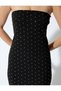 Strapless Pencil Dress with Stones Slim Fit Crepe Scuba Fabric - 5