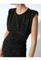 Mini Polka Dot Dress Sleeveless Draped Crew Neck Slim Fit - 5