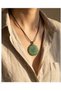 Green Agate Stone Natural Stone Necklace with the Seal of Hakkan - 4
