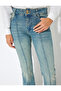 Regular Waist Buttoned Pocketed Spanish Flare Denim Trousers - Flare Jean - 6