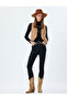 High Waist Denim Pants with Narrow Legs and Buttoned Pockets - Skinny Fit Jean - 2