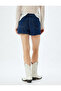 Pocket Detailed Mini Denim Shorts Skirt Standard Waist - 4