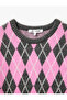 Long Sleeve Crew Neck Diamond Patterned Sweater - 5