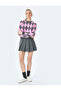 Long Sleeve Crew Neck Diamond Patterned Sweater