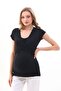 Black Maternity Soft Fabric Blouse with Breastfeeding Features - 3