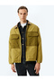 Cotton Flap Pocket Collar Detailed Color Block Zippered Seasonal Jacket - 5