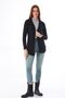Black Soft Stretchy Fabric Cardigan with Pockets - 2