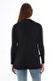 Black Soft Stretchy Fabric Cardigan with Pockets - 5