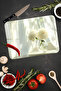 White Flower and Light Reflection Themed Tempered Glass Cutting Board 21X30 cm Size Uv Printing - Ckt025 - 4
