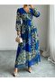 Women's Floral Patterned Chiffon Dress - 3