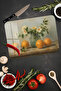 Orange Flowers Pattern Tempered Glass Cutting Board 21X30 cm Size Uv Printing - Ckt061 - 4