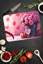 Pink Rose Bouquet and Heart Pattern Tempered Glass Cutting Board 21X30 cm Size Uv Printing - Ckt100 - 4