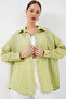 Women's Striped Oversized Shirt 20293 - E.Green - 3