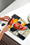 Geometric Yellow and Navy Blue Pattern Tempered Glass Cutting Board 21X30 cm Uv Printing - Ckt069 - 5