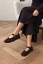 Cassiel Genuine Leather Adjustable Buckle Detailed Women's Lofer Black Leather - 3