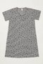 Relaxed Fit Black Striped Bird Patterned 100% Cotton V-Neck Short Sleeve Midi Length Everyday Women's Dress - 5
