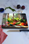 Tempered Glass Cutting Board – Kitchen Vegetables and Window View Uv Printing 21X30 cm - Ckt110