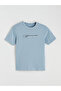 Blue Crew Neck Printed Combed Cotton Men's T-Shirt - 5