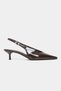 Dorey Brown Patent Leather Ankle Buckle Detail Women's Heeled Shoes - 6