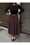 Women's Pocketed Belt Piece Long Skirt - 2