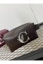 Letter Embroidered Bitter Coffee Faux Leather Bag - 2