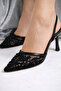 Natalyn Fishnet Embroidery and Beading Detailed Pointed Toe Women's Heeled Engagement Wedding Shoes Stc1279 - 6