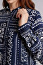 T0609Aznv253 Navy Blue Loose Fit Shirt Collar Printed Long Sleeve Tunic - 4